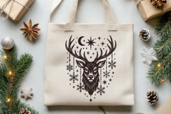 Gothic Christmas Reindeer SVG | Moon, Stars &amp; Snowflakes PNG Product Image 2