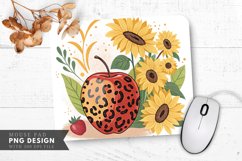 Funky Leopard Spotted Apple with Sunflowers Mouse Pad PNG Product Image 1