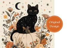 Cartoon Halloween Black Cat Tumbler, Fall Pumpkin Tumbler Product Image 3