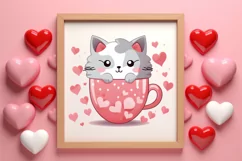 Sweet Cat Valentines Day Clipart, Valentines PNG Product Image 3