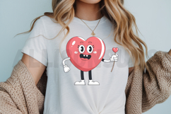 retro, cartoon, heart, character, valentines day, love, lollipop, mascot, vintage, 1950s, 1960s, kawaii, cute, fun, happy, romance, cheerful, greeting card, vector, illustration, design, graphic, art, nostalgia, clip art, holiday, trendy, playful, funny, 
