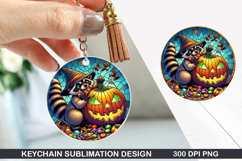 Pumpkin Cat Keychain Sublimation - Halloween Keychain PNG Product Image 1