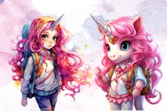 Back to School Unicorn Clipart Sublimation, Back to School Product Image 4