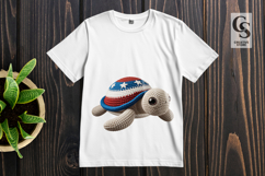 Patriotic Crochet Turtle Clipart Sublimation PNG Product Image 3