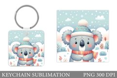 Christmas Koala Keychain. Christmas Keychain Sublimation Product Image 1