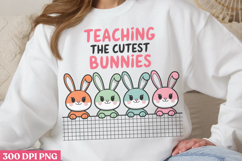 Teaching the cutest bunnies PNG, Retro Teacher Easter Sublim Product Image 3