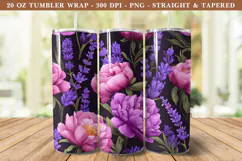 Peony & Lavender Flower Tumbler Wrap | 20 oz tumbler wrap Product Image 1