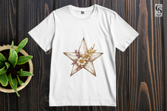 Rustic Floral Star Frame Clipart Sublimation PNG Product Image 3