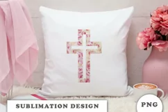 Watercolor Floral cross sublimation Png Product Image 3