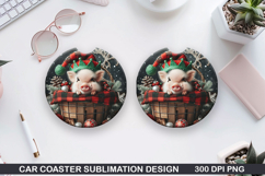 Piglet Car Coaster Sublimation| Christmas Coaster PNG Product Image 1
