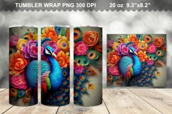 3D Rainbow Peacock 20 oz Skinny Tumbler Sublimation Product Image 4