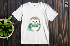 Cute Hedgehog Green Scarf Clipart Sublimation PNG Product Image 3
