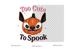 Too Cute To Spook PNG Cute Pumpkin Bat Sublimation Design Product Image 3