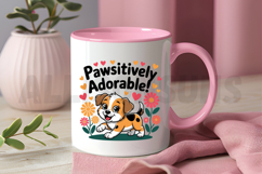 Cartoon Puppy Dog With Hearts And Flowers Graphic Product Image 3