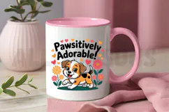 Cartoon Puppy Dog With Hearts And Flowers Graphic Product Image 3