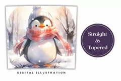 Watercolor Christmas Tumbler, Winter Penguin Sublimation Product Image 3