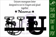 Unicorn Capital Monogram Letter name sign U SVG Product Image 3