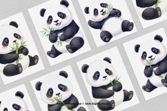 15 Bundle Watercolor Baby Panda Animal Black White Bear Cute Product Image 3