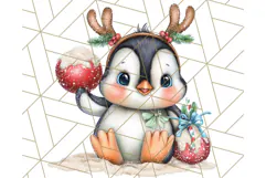 Christmas Penguins The Beach Clipart PNG, Tropical Holiday Product Image 3