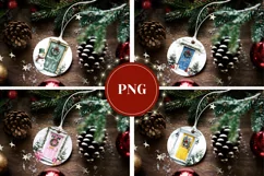 Christmas Door Ornaments, Watercolor Door Round Ornament PNG Product Image 3
