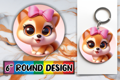 Playful Circle Car Coaster Sublimation, 3D Dog Product Image 1