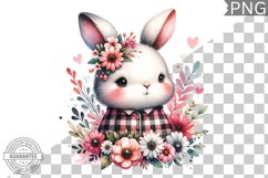 Bunny With Flowers Sublimation - Clipart PNG Design Product Image 1