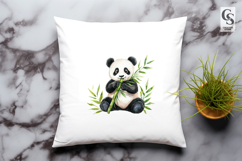 Cute panda with bamboo clipart sublimation png Product Image 3