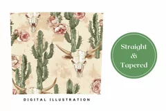 Western Skull Tumbler Wrap Design, Cactus Tumbler Template Product Image 3