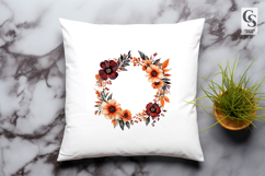 Rustic Autumn Floral Wreath Clipart PNG Product Image 2