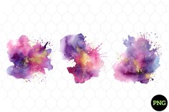 Watercolor Purple Pink Gold Splash Clipart Product Image 1