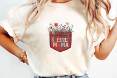 Blessed Mama Sublimation, Boho Floral Mama Png Product Image 3