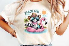 Ranch Girl Summer Sublimation, Funny Raccoon Png Product Image 3