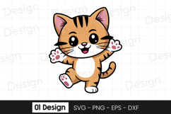 Cute Kitten Jumping Cartoon Design SVG PNG Product Image 1