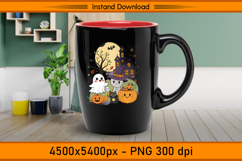 Cute Christmas Ghost Cat and Pumpkin Moon PNG Product Image 3