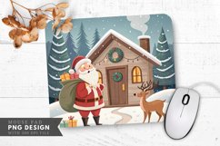 Santa and Reindeer by the Cabin Mouse Pad PNG Product Image 1