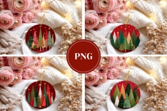 Red Christmas Tree Round Ornaments Sublimation Product Image 3