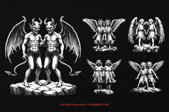 10 Bundle Dark Art Gemini Symbol Twin Zodiac Skull Demon Product Image 5