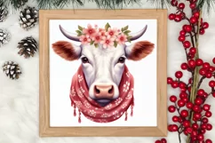 Beautiful Christmas Cow Clipart, Christmas Cow Clipart Product Image 3