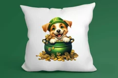 St Patricks Day Dog with Gold Coin Clipart, St Patricks Day Product Image 1