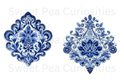 Blue Toile, Ephemera, PNG, Clipart, Junk Journal, flowers Product Image 3