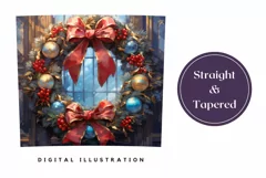 Christmas Wreath Tumbler Wrap, Christmas Sublimation Design Product Image 3