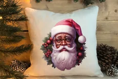 Vintage Black Pink Santa Claus Sublimation Clipart Product Image 3