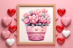 Pink Valentine Succulent Pot Clipart Bundle Product Image 8