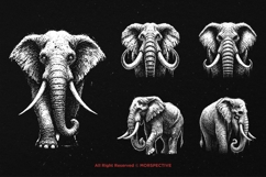 10 Bundle Dark Art Elephant Head Gothic Style Animal Tattoo Product Image 5
