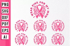 Pink Breast Cancer Ribbon SVG Design, Breast Cancer Family Product Image 4