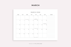2028 Monthly Calendar with Holidays &amp; Notes, Printable Product Image 3