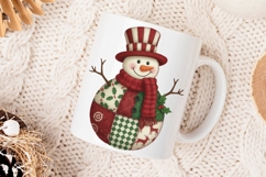 Patchwork Snowman PNG, Christmas quilted snowman Png. Product Image 4