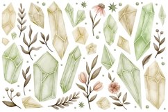 Watercolor crystals and plants clipart. Product Image 4