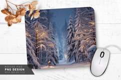 Sparkling Winter Forest with Snowflakes Mouse Pad PNG Product Image 1