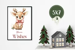Watercolor Christmas Greeting Cards, Christmas Animals PNG Product Image 3